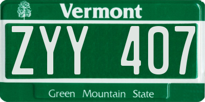 VT license plate ZYY407