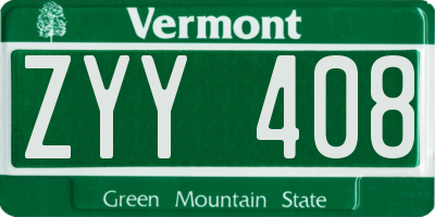 VT license plate ZYY408