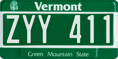 VT license plate ZYY411
