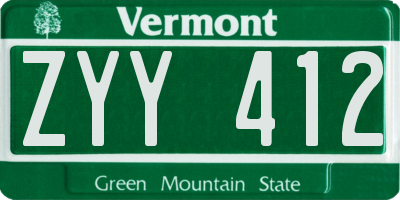 VT license plate ZYY412
