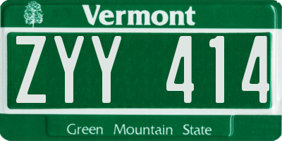 VT license plate ZYY414