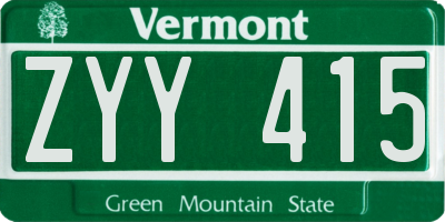 VT license plate ZYY415