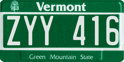 VT license plate ZYY416