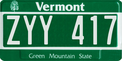 VT license plate ZYY417