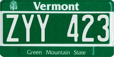 VT license plate ZYY423