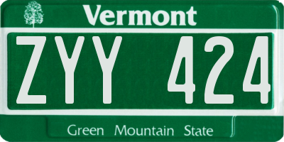 VT license plate ZYY424