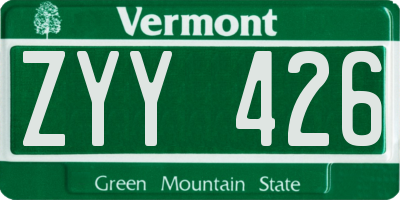 VT license plate ZYY426