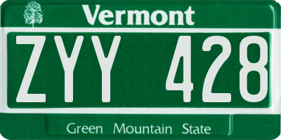 VT license plate ZYY428