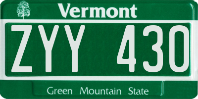 VT license plate ZYY430