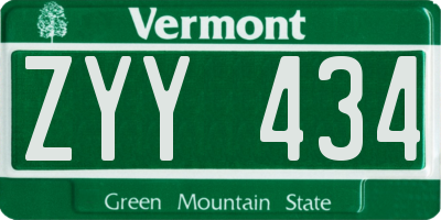 VT license plate ZYY434