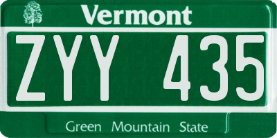 VT license plate ZYY435