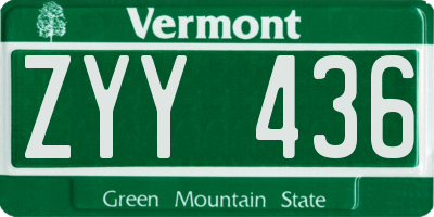 VT license plate ZYY436