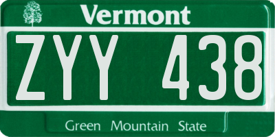 VT license plate ZYY438