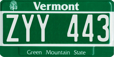 VT license plate ZYY443