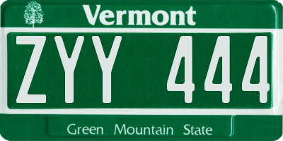 VT license plate ZYY444