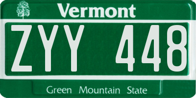 VT license plate ZYY448
