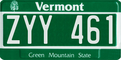 VT license plate ZYY461