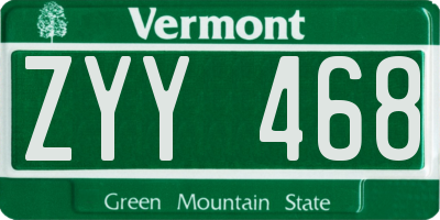 VT license plate ZYY468