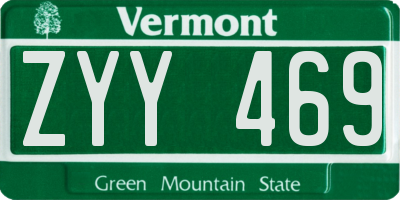 VT license plate ZYY469