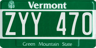 VT license plate ZYY470