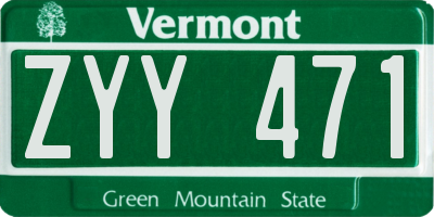 VT license plate ZYY471