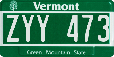 VT license plate ZYY473