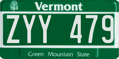 VT license plate ZYY479