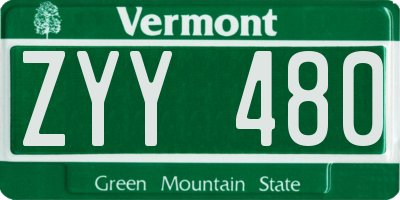 VT license plate ZYY480