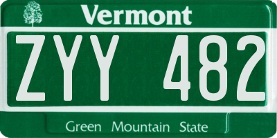 VT license plate ZYY482
