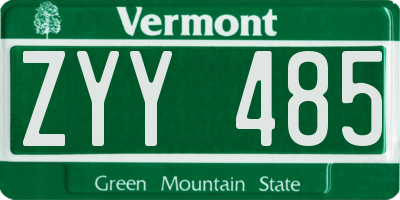 VT license plate ZYY485