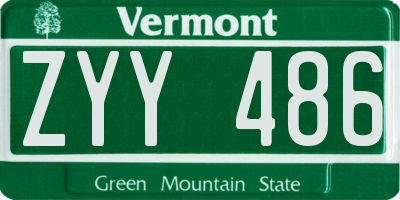 VT license plate ZYY486