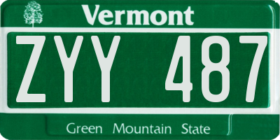 VT license plate ZYY487