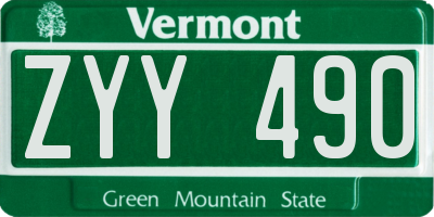 VT license plate ZYY490