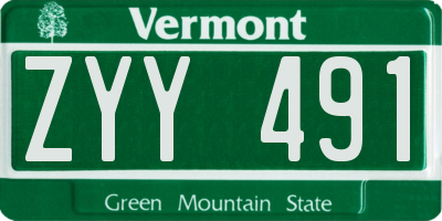VT license plate ZYY491