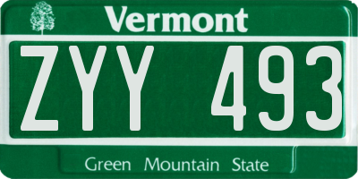 VT license plate ZYY493