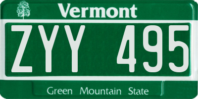 VT license plate ZYY495