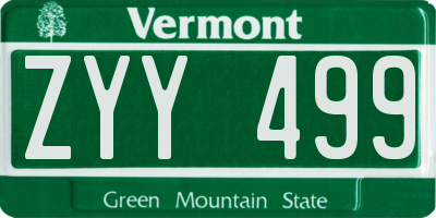 VT license plate ZYY499