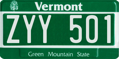 VT license plate ZYY501