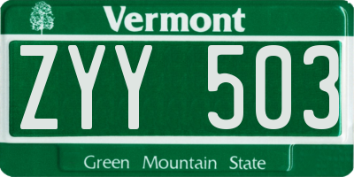 VT license plate ZYY503