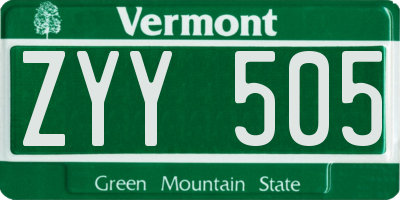 VT license plate ZYY505