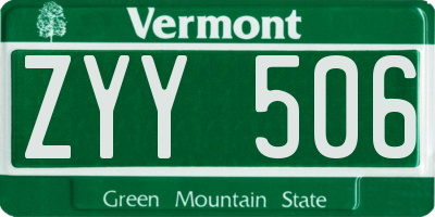 VT license plate ZYY506