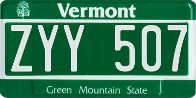 VT license plate ZYY507