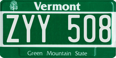 VT license plate ZYY508
