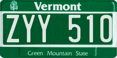 VT license plate ZYY510