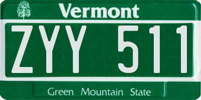 VT license plate ZYY511