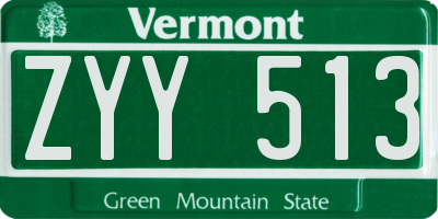 VT license plate ZYY513