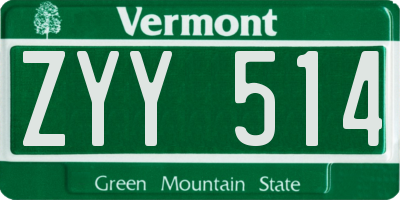 VT license plate ZYY514