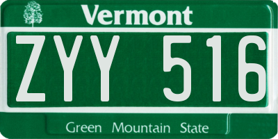 VT license plate ZYY516