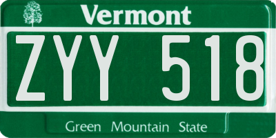 VT license plate ZYY518