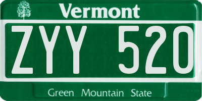 VT license plate ZYY520